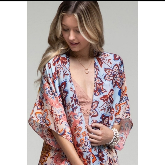 New floral ethnic kimono cover up - Picture 3 of 5